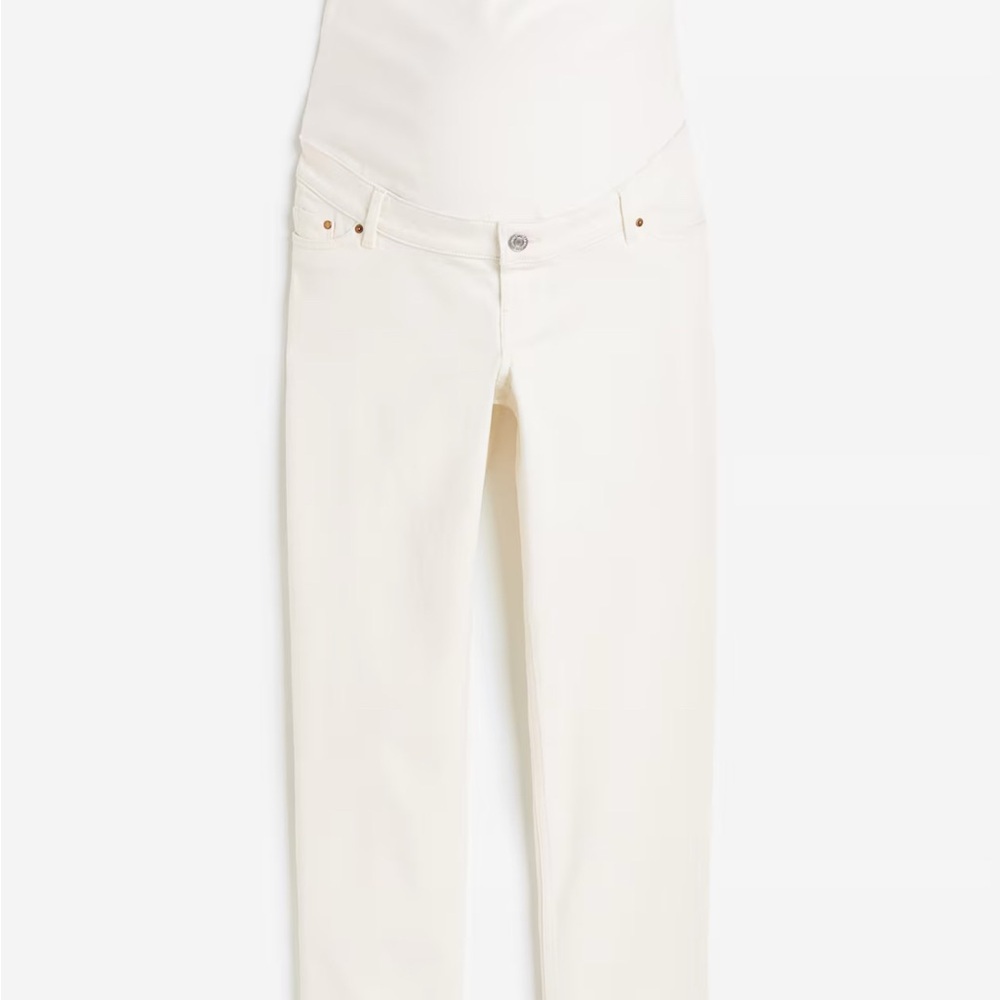 H&M Mama Maternity Straight Ankle Jeans Beige Size Small NWT - Picture 2 of 11